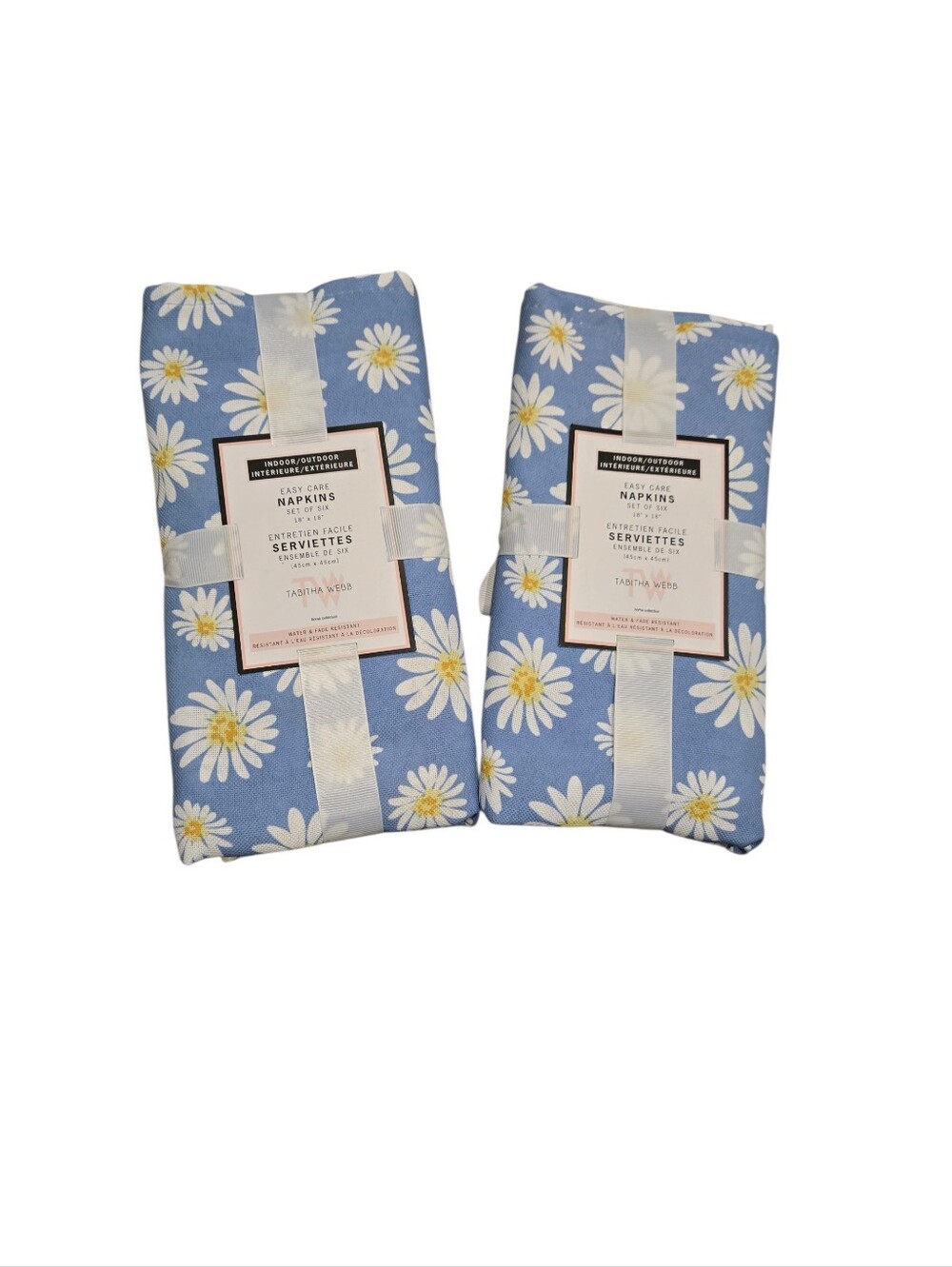 Tabitha Blue Daisy Napkin Set Of 6 X2 Total 12- White & Yellow Floral